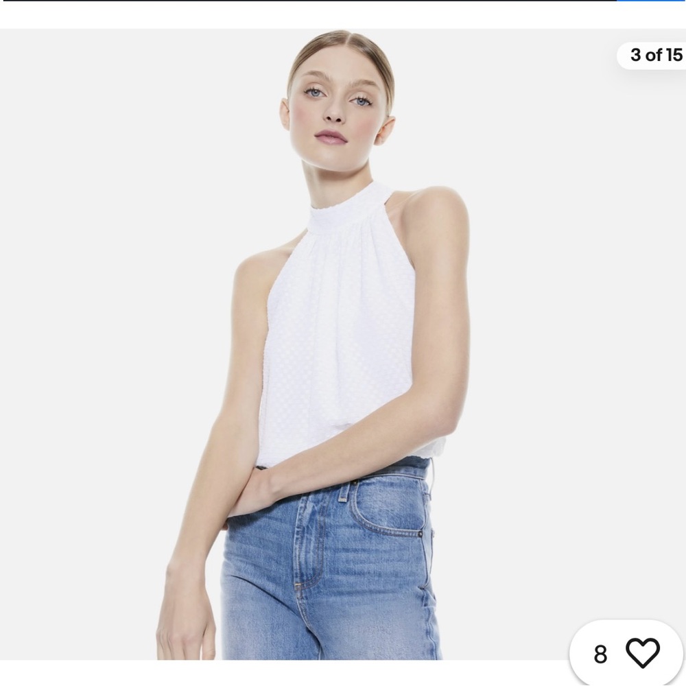 Alice + Olivia White Halter Tank Top